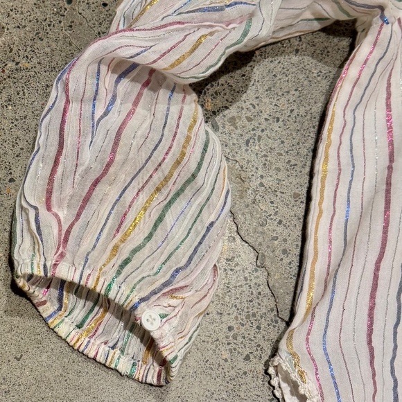 APIECE APART COTTON TOP WITH SPARKLE STRIPES AND RUFFLE SLEEVES - Picture 5 of 7